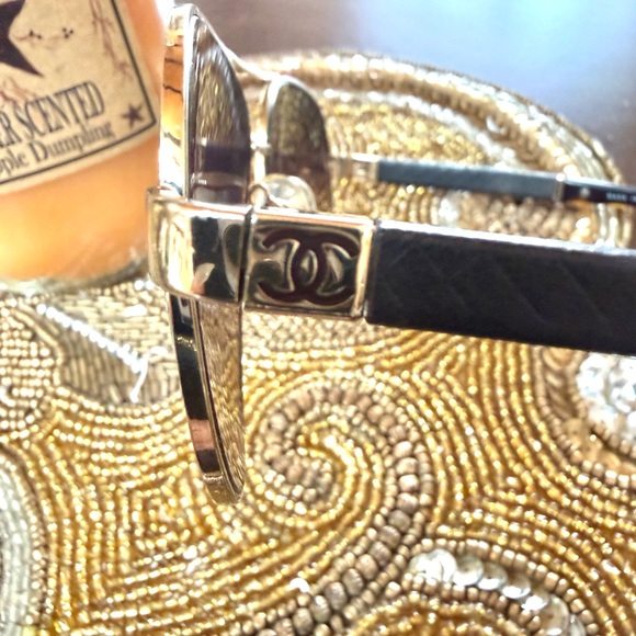 CHANEL - Authentic Pre-Owned Gold/Brown Aviator Sunglasses - Picture 4 of 9